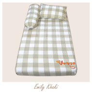 Sprei 90x200 Single Aesthetic Motif Kotak Kotak Sudut Karet