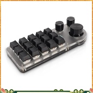 15 Keys 3 Knobs Macro Programmable Keyboard, 3 Connection Modes One Handed Macro Mechanical Keyboard