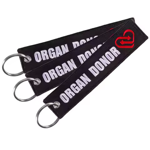 1PC Fashion Keychain Organ Donor Keychains Holder for Motorcycles Key Fobs Organ Donor Embroidery Ke