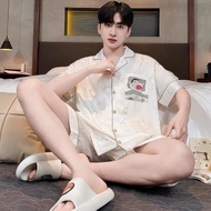 Men's pajamas Men's pajamas Men's pajamas Youth Men's pajamas Ice Silk Short-Sleeved Shorts Cardigan