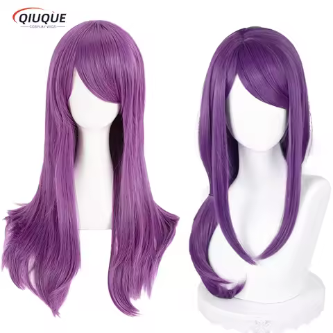 2 Styles Kamishiro Rize Cosplay Wig Anime Long Wavy Purple Heat Resistant Synthetic Halloween Party 