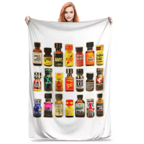 Flannel Throw Blanket Poppers Bottles Gay Rush Jungle Juice Amyl Inhaler Warm Plush Blankets Soft Be