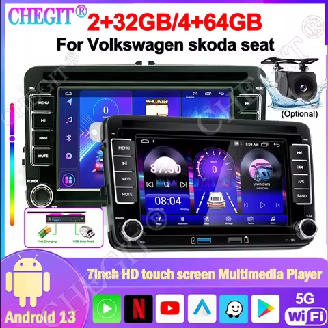 Android 13 Auto radio Multimedia Player 64G 2Din Car Radio for VW Volkswagen Golf 5 6 Passat B6 Jett