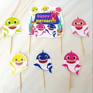 Sk Cake Topper Birthday Baby Shark 1 set Contents 6 pcs