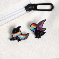 Pride Witch Crow Pins Rainbow Scarf Magic Hat Raven Lapel Pin Collection for LGBTQ