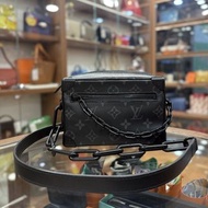 95%New Used Lv Mini Soft Trunk 黑灰色軟盒子塗層帆布 M44735 FL2290 #黑武士