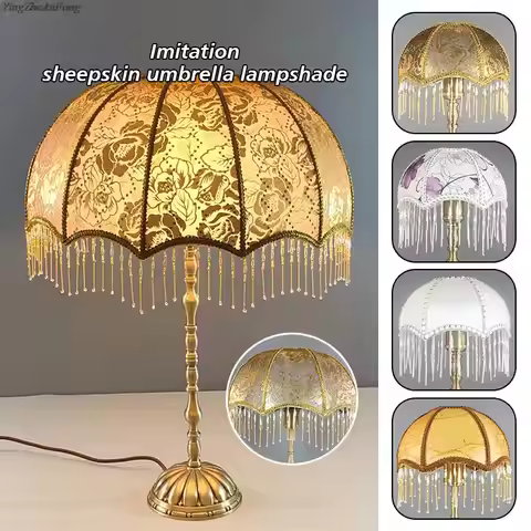 Luxury Vintage Tassel Bead Lamp Shade High-end Fabric European Classiacl Lamp Shade Bedroom Bedside 