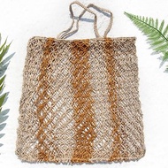 天然棉麻鉤織輕便包/手提帶/環保袋/購物袋/手工提袋-圓形鉤織法