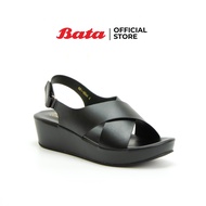 Bata COMFIT รองเท้าส้นทึบรัดส้น แฟชั่นหญิง สูง 1.5 นิ้ว SANDAL แบบสวม สีดำ รหัส 6616844 Ladiescomfort Fashion