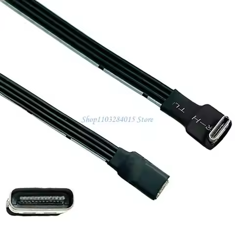 R6FF USB C Male to USB C Female Extension Cable 90 Degree Ribbon Flat USB C Cable