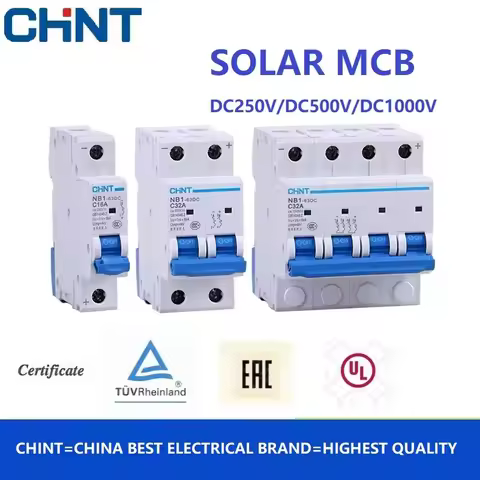 CHINT 1P 2P 4P DC250V DC500V DC1000V NB1-63DC Solar Energy Photovoltaic DC Mini Circuit Breaker MCB 