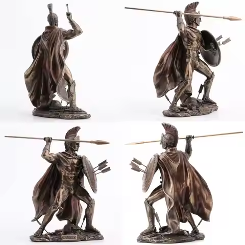 8.5 King Leonidas Statue, Spartan Warrior, Cold Cast Bronze Resin Sculpture