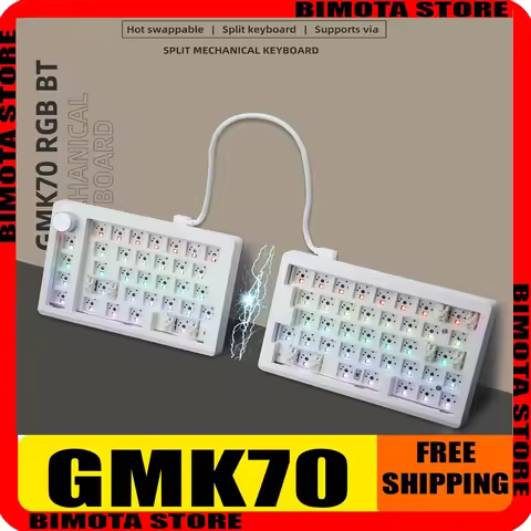 ZUOYA GMK70 Split Keyboard Bluetooth Three Modes Customized Gaming Keyboard RGB PC Gamer Accessories