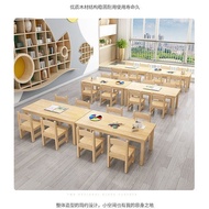 Children's Dining Table Kindergarten Solid Wood Table Desk and Chair Set Baby Study Table Game Table Painting Toy Table