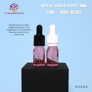 5ml clear pink glass pipette bottle white sealRing 5ml dropper bottle/ 5ml serum/