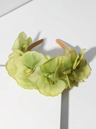 1入組女性米白色人工蝴蝶蘭花裝飾髮箍-適用於節日、派對和日常穿著