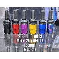 [SG] Racing Composite Steel Lug Bolts M14x1.25 / M14x1.5 / M12x1.25  28mm (6 Colors Available)