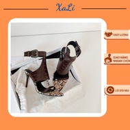 Women's 9cm High Heels - Luxurious Patterned Leather Wide Straps Stiletto Heels, Pointed Toe 9p High