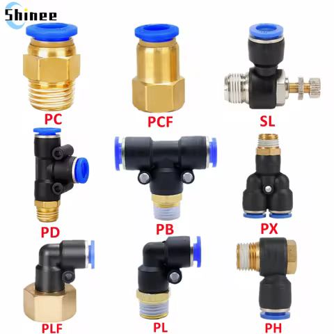 Pneumatic Air Connector Fitting PC/PCF/PL/PLF 4mm 6mm 8mm Thread 1/8" 1/4 3/8 1/2 Straight Hose Fitt