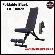 Foldable Black FID Bench , Home Gym Fitness Workout Equipment Cardio Treadmill Smith Machine Hex Dumbbell Olympic Barbell Crossfit Trainer Dip Hexagon Dumbell Squat Sit Up Bench Press Rubber Bumper Weight Kettlebell Mats Deadlift