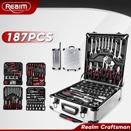 REAIM 187PCS Toolbox Large Tool Box Set Heavy Duty Spanar Set Total Tool Drawer Set