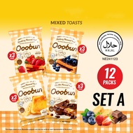Soft and delicious low calorie bread โคSet A - 4Flavours x 3Packs - Ooobun Mixed Flavoured Toast SET