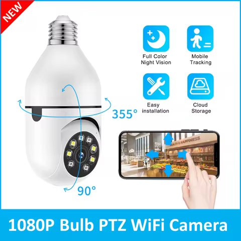 E27 Socket Lamp Holder Full Color 1080P 360 Panoramic Indoor CCTV 2MP Wifi IP Camera PTZ Light Bulb 