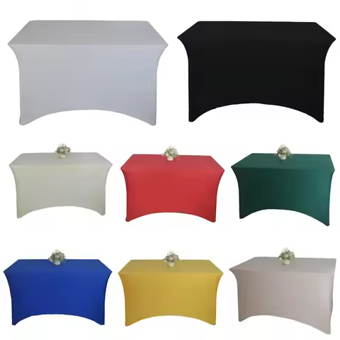 2pcs 4Ft/6Ft Fitted Black/White Spandex Massage Bed Stetch Wrinkle Free Tablecloth For Wedding Party