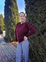 女士羊駝毛手工寬鬆毛衣，手工女裝