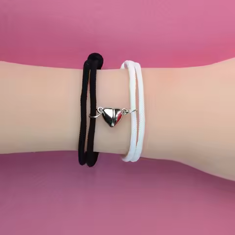 2 Pice Color Black White Hand Rope Love Magnetic Couple Good Friend Good Brother Party Student Trave