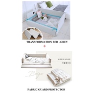 GGUMBI: 3 in 1 Transformation Bed - World Star (Grey) + Fabric Guard Protector (Beige)