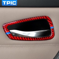 TPIC Interior Molding Trim Carbon Fiber Stickers Car Inner Door Handle Bowl Frame Cover Car Styling For BMW e90 e92 e93