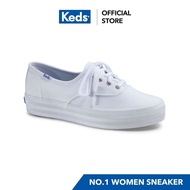 KEDS WF49946 TRIPLE SEASONAL SOLIDS WHITE Women's lace-up sneakers white very good