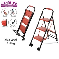 3 Step Foldable Steel Trolley Ladder (Max Load 150KG)