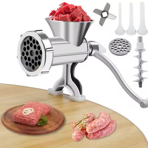 Meat Grinder Manual Grinder Household Sausage Stuffer Stainless Steel Large Capacity for Fish Suppli