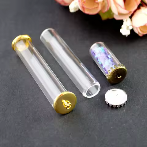 5X 28x12mm 60x12mm Hollow Glass Globe Tube With Setting Base Glass Vials Bottle Pendant Jewelry Pend