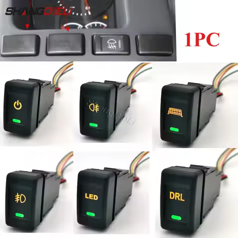 1PC DC12V Car LED DRL Spotlight Power ON OFF Front Rear Fog Light Switch Button With Wire Accessorie