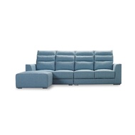 [特價]ASSARI-西里爾機能L型亞麻布沙發(四人座+75x80cm腳椅)藍