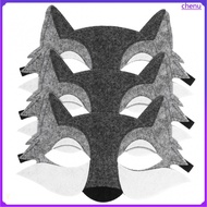 NUOBESTY 3PCS Wolf Mask Animals Felt Half Face Masks Costume Dress Up Face Masks Party Favors for Kids (Grey)