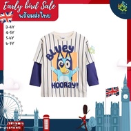 Bluey Long-Sleeved T-Shirt Shirt For Boys 3/4 Sleeves Imported From England **Thai**