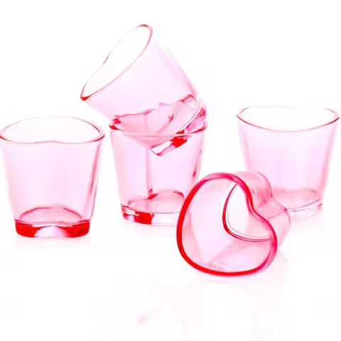 12PCS Heart-Shaped Plastic Glasses Pink Wine Class Is Not Fragile Dessert Cup Valentine's Day Party 