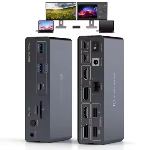USB C KVM Switch Docking Station for 2/3 Monitor 1/2 Laptop/MacBook with Displaylink,14-in-1/19-in-1