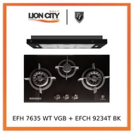 EF EFH 7635 WT VGB Gas Hob 78CM + EFCH 9234T BK Cooker Hood 90CM