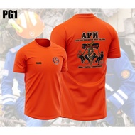 Baju Uniform APM PG1 - Logo & Nama Rasmi Depan Belakang, Boleh Custom Nama (NAMA), Bahan Polyester B