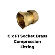 C x F1 Socket Brass Compression Fitting Inch Size 15mm x 1/2'' , 22mm x 3/4'', 28mm x 1"