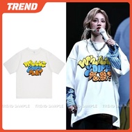 KPOP IDLE YUQI Cotton Loose Print Short Sleeve T-shirt - Unisex Plus Size
