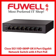 Cisco SG110D-08HP-UK 8 Port Gigabit Switch with 4 Port PoE Port