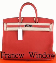 France Window 愛馬仕柏金包Hermes三文魚9M紅色拼白色 Bikrin 40Cm