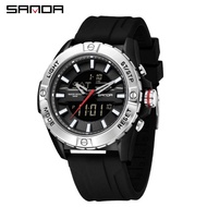 SANDA 5111 Digital Sports Watch Luminous Waterproof 3 Time Zones for Students