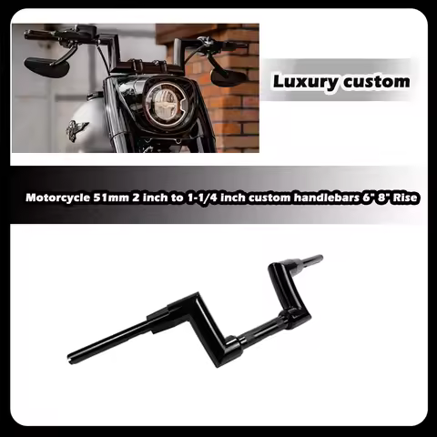 ZDQ Motorcycle 51mm 2 inch to 1-1/4 inch custom handlebars 6" 8" Rise for Harley Fat boy 2007-2023 B
